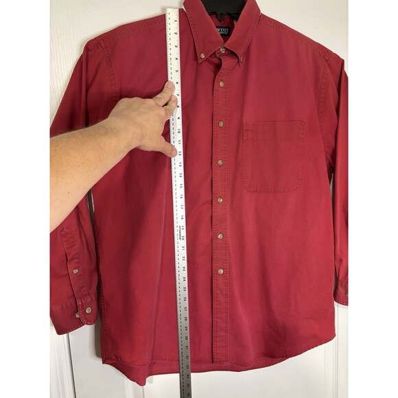 VINTAGE Lands End Shirt Mens Large 16-16.5 Faded Barn Red Long Sleeve Button - Picture 9 of 10